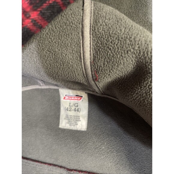 Mens Dickies Red Plaid Lined Jacket With Hood Size Large 42-44 - Picture 5 of 9